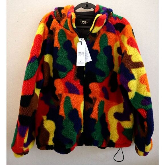 UGG 1143133 Unisex Sz XXS/XS Multicolor Olympia Pride Hooded Fuzzy Jacket - Picture 1 of 16